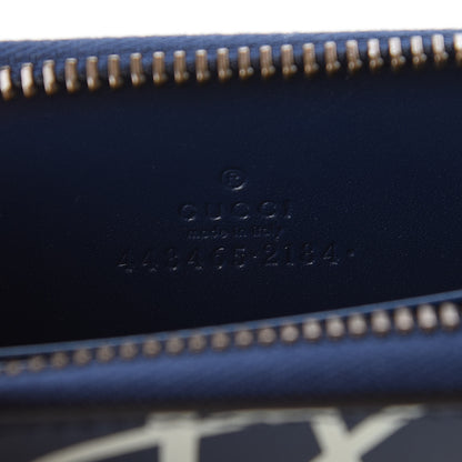 Gucci Calfskin GucciGhost Zip Around Card Case Blue Agata Hibiscus Red 7 of 8