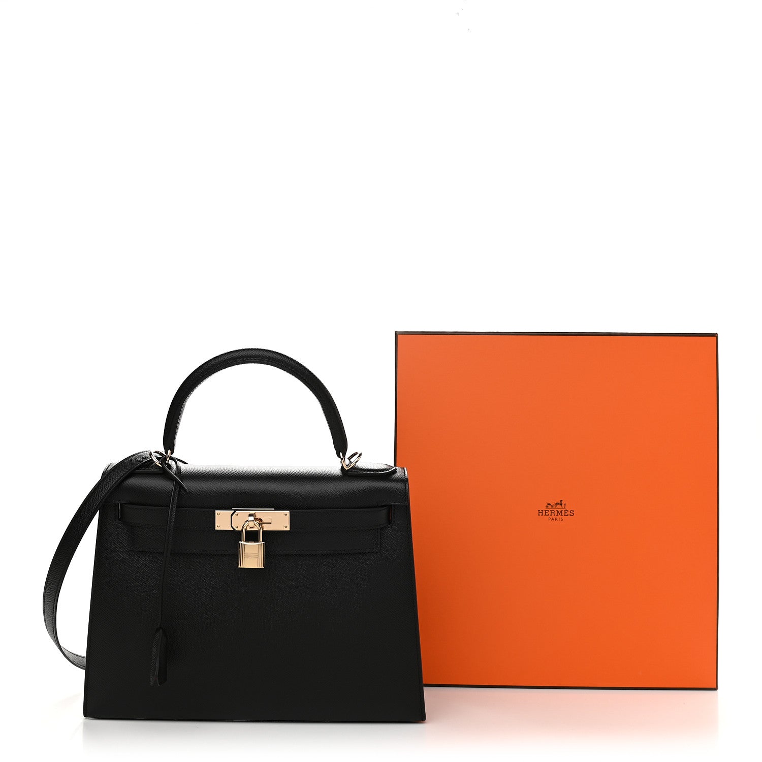 Hermes Epsom Horseshoe Kelly Sellier 28 Black Rose Extreme 11 of 11