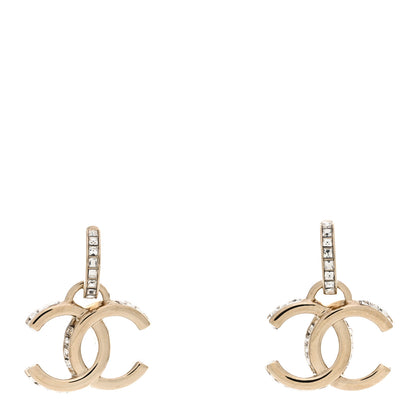 Chanel Metal Baguette Crystal CC Drop Earrings Gold 1 of 4