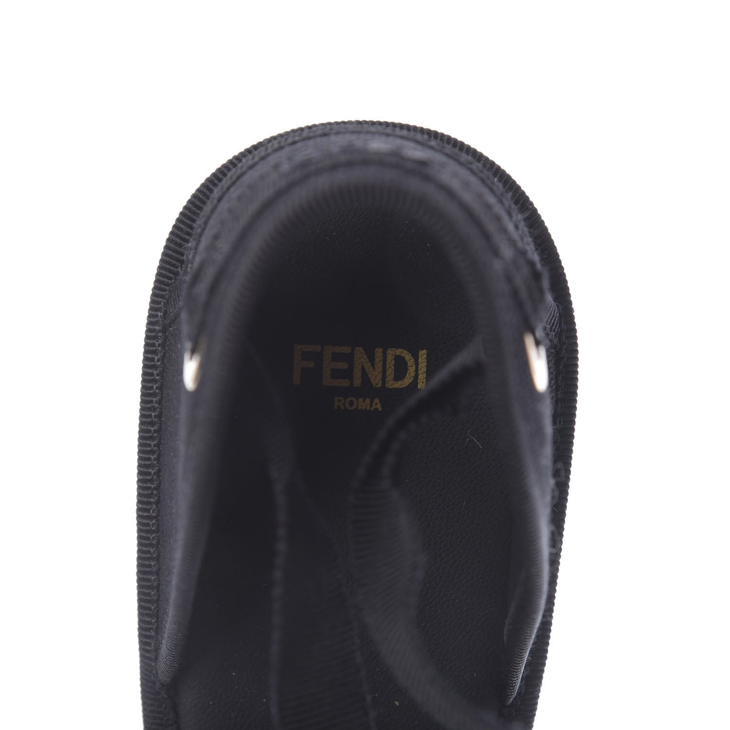 Canvas FF Embroidered Roma Ankle Wrap Espadrille Wedges 38 Black
