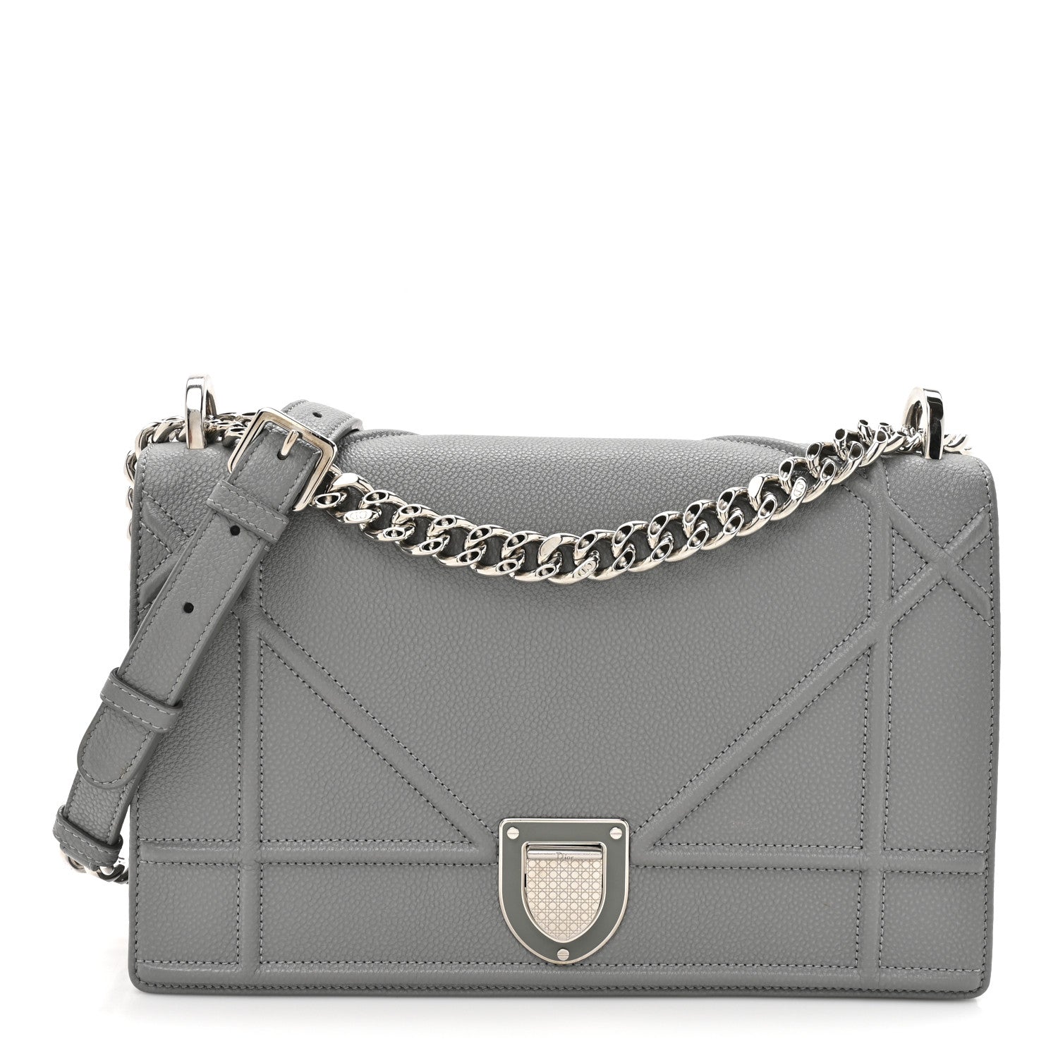 Christian Dior Grained Calfskin Medium Diorama Flap Bag Gris 1 of 11