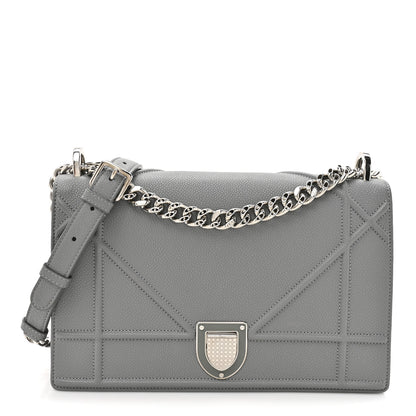 Christian Dior Grained Calfskin Medium Diorama Flap Bag Gris 1 of 11