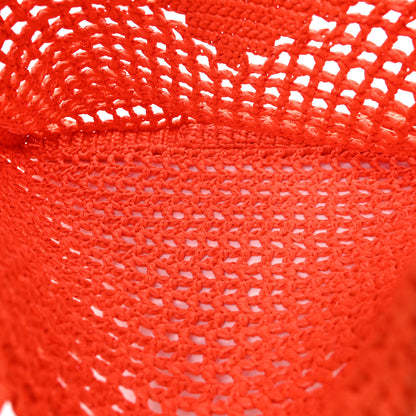Prada Yarn Raffia Effect Crochet Logo Embroidered Tote Bag Arancio 5 of 9