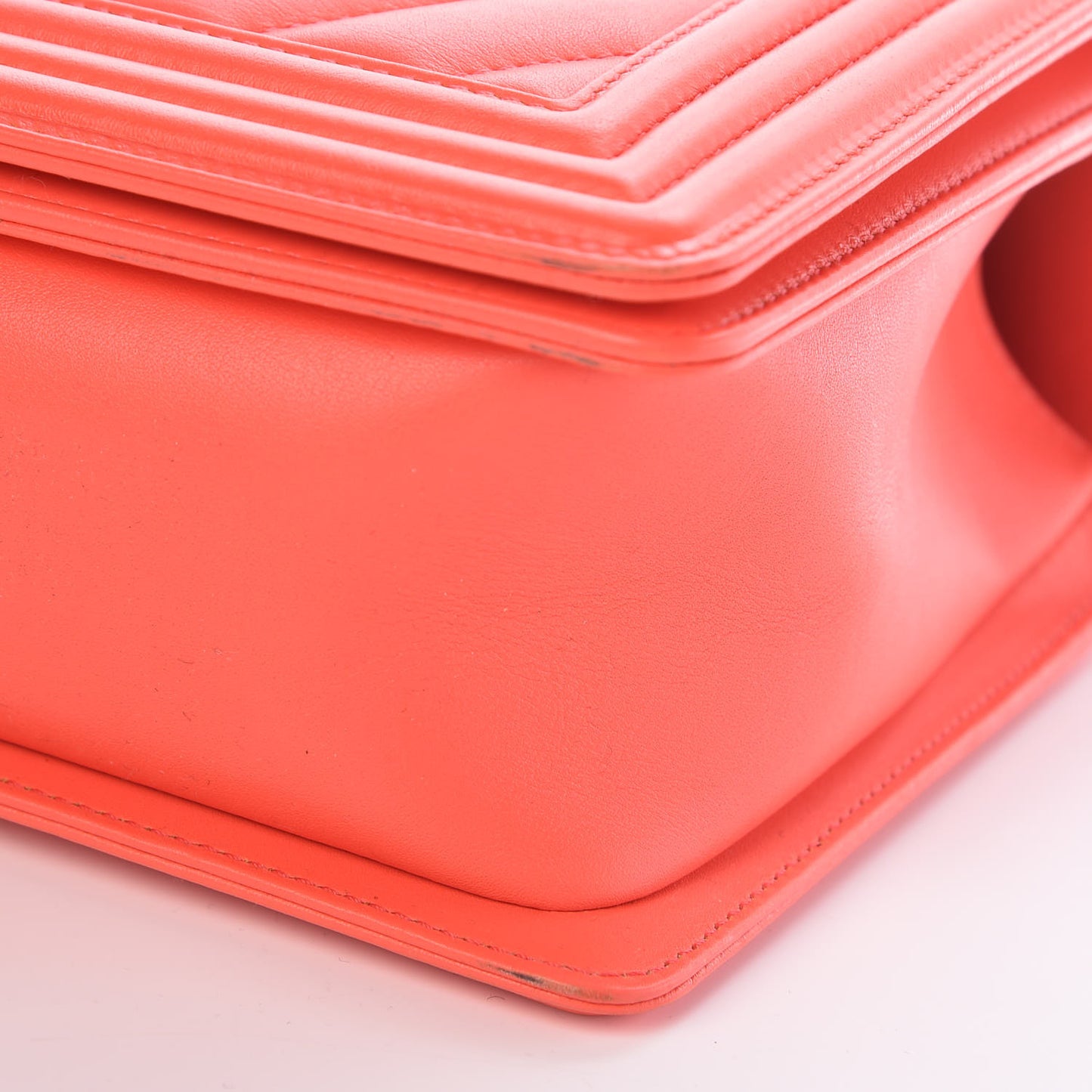 Calfskin Chevron Quilted New Medium Boy Flap Coral