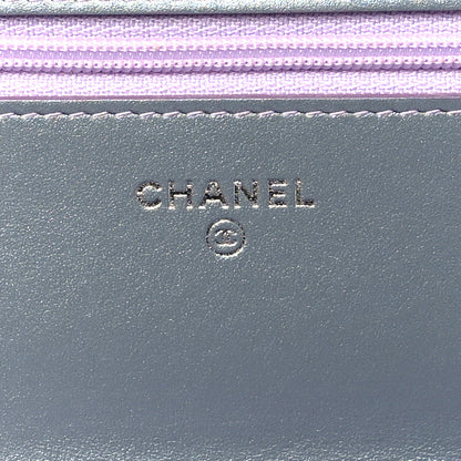 Chanel Iridescent Lambskin Quilted Reissue Wallet On Chain WOC Light Purple 6 of 11
