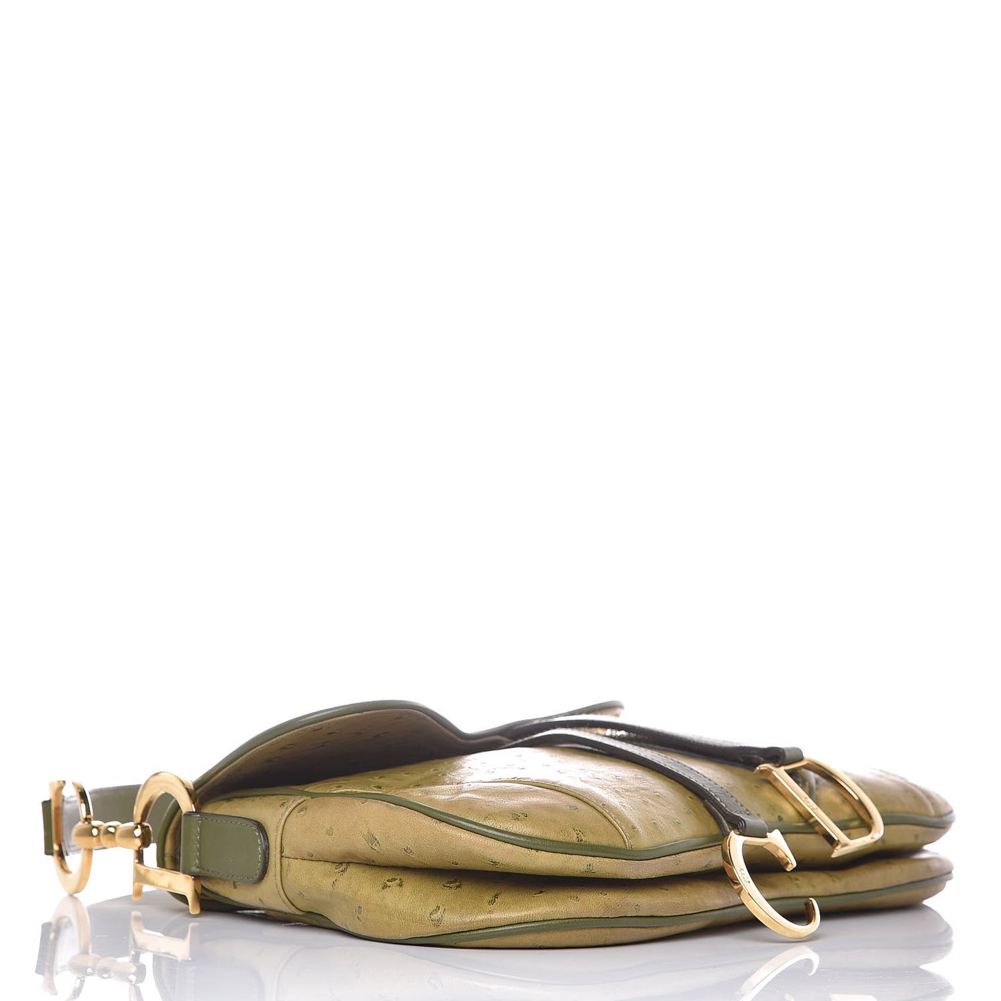 Ostrich Double Saddle Bag Green