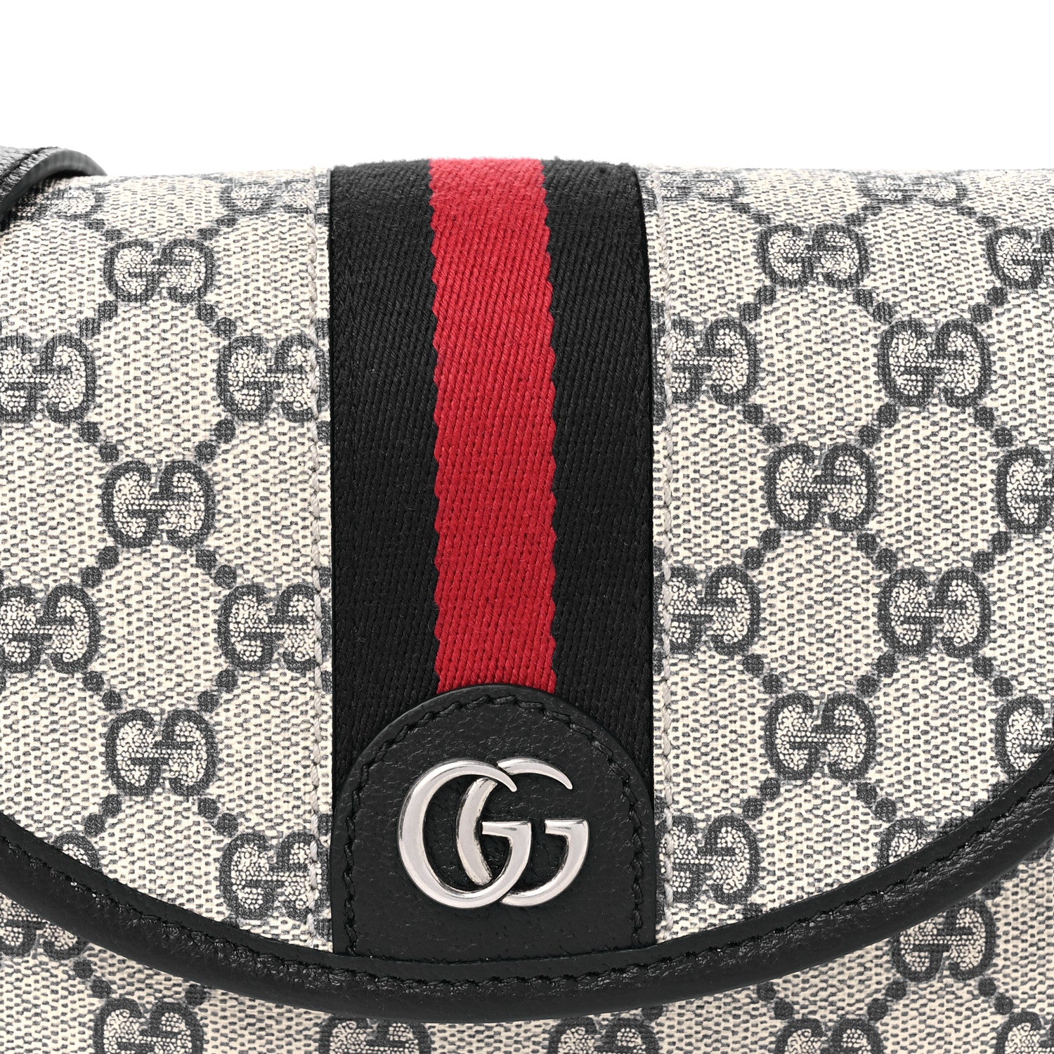 Gucci GG Supreme Monogram Textured Dollar Calfskin Mini Ophidia Flap Shoulder Bag Beige Blue 8 of 11