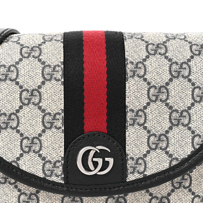Gucci GG Supreme Monogram Textured Dollar Calfskin Mini Ophidia Flap Shoulder Bag Beige Blue 8 of 11