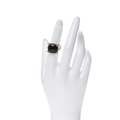 David Yurman 18K Yellow Gold Diamond Black Onyx 15mm Cushion On Point Ring 52 6 2 of 6