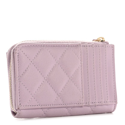 Chanel Caviar Quilted CC Zip Around Card Holder Light Purple 3 of 10