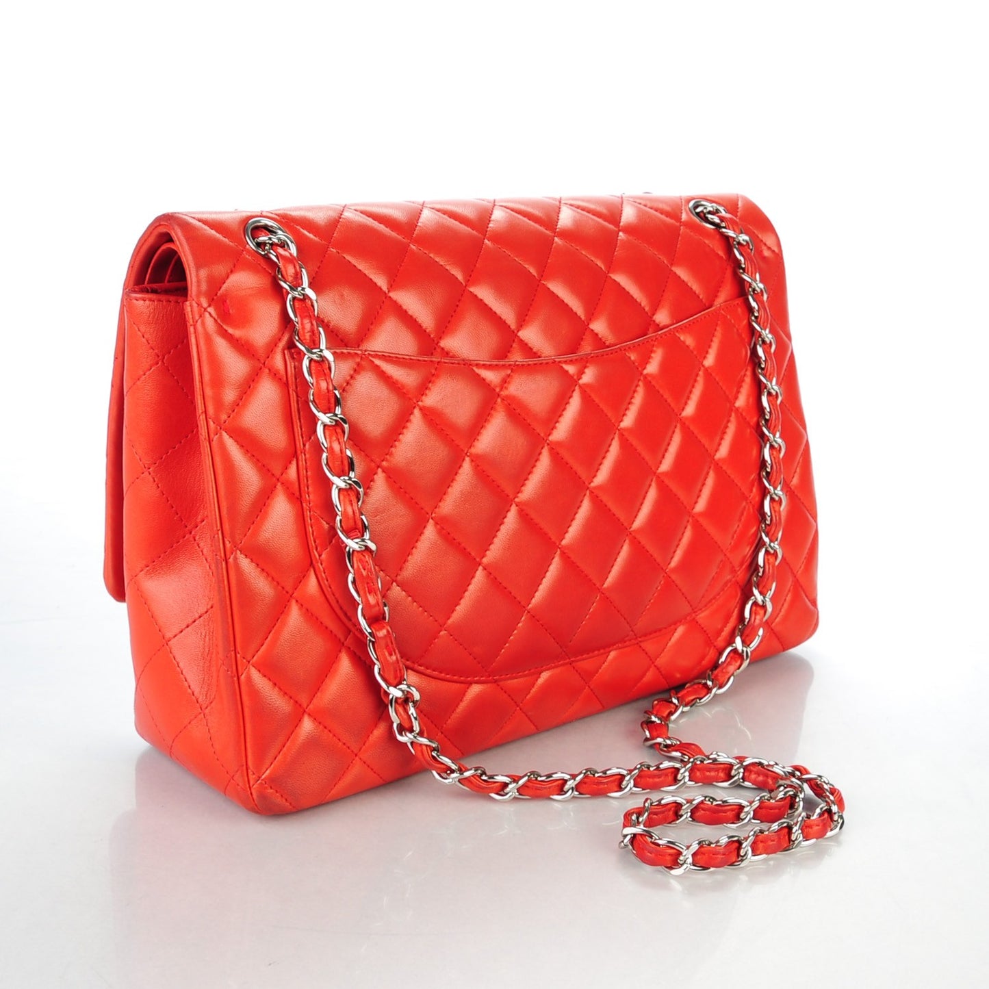 Lambskin Quilted Maxi Double Flap Red