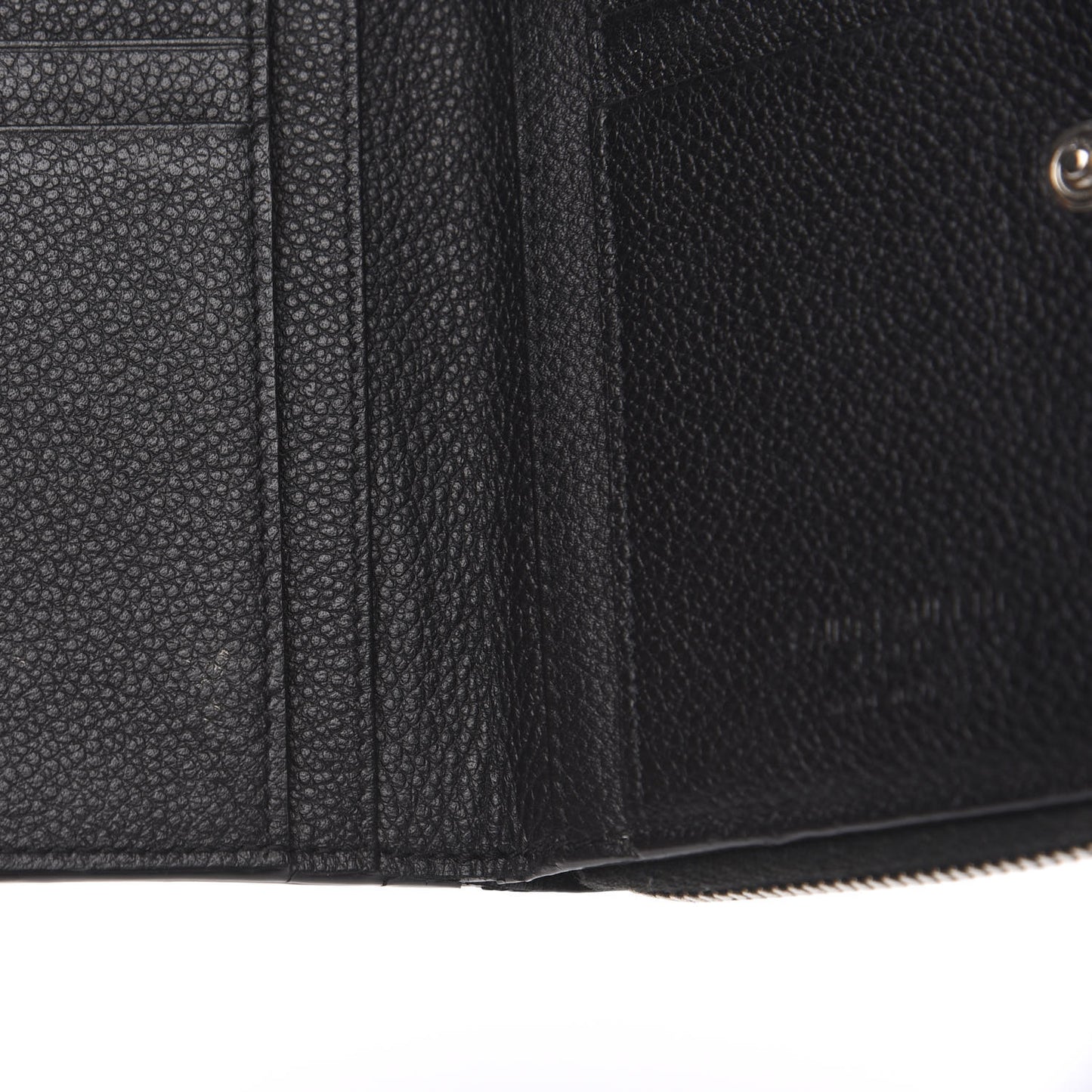 Grained Calfskin Rive Gauche Compact Zip Around Wallet Black