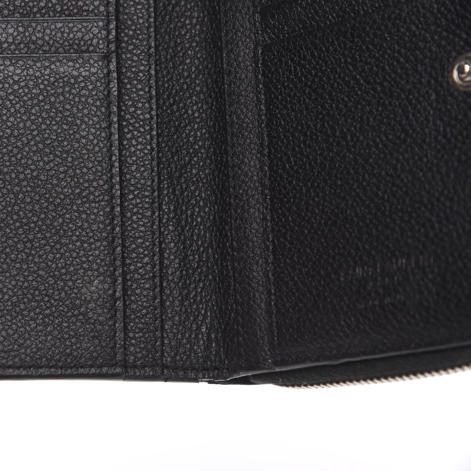Saint Laurent Grained Calfskin Rive Gauche Compact Zip Around Wallet Black 9 of 9