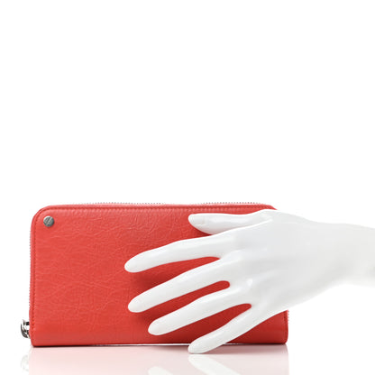 Balenciaga Agneau Arena Nappa Glover Classic Continental Zip Around Wallet Fire Orange 2 of 6