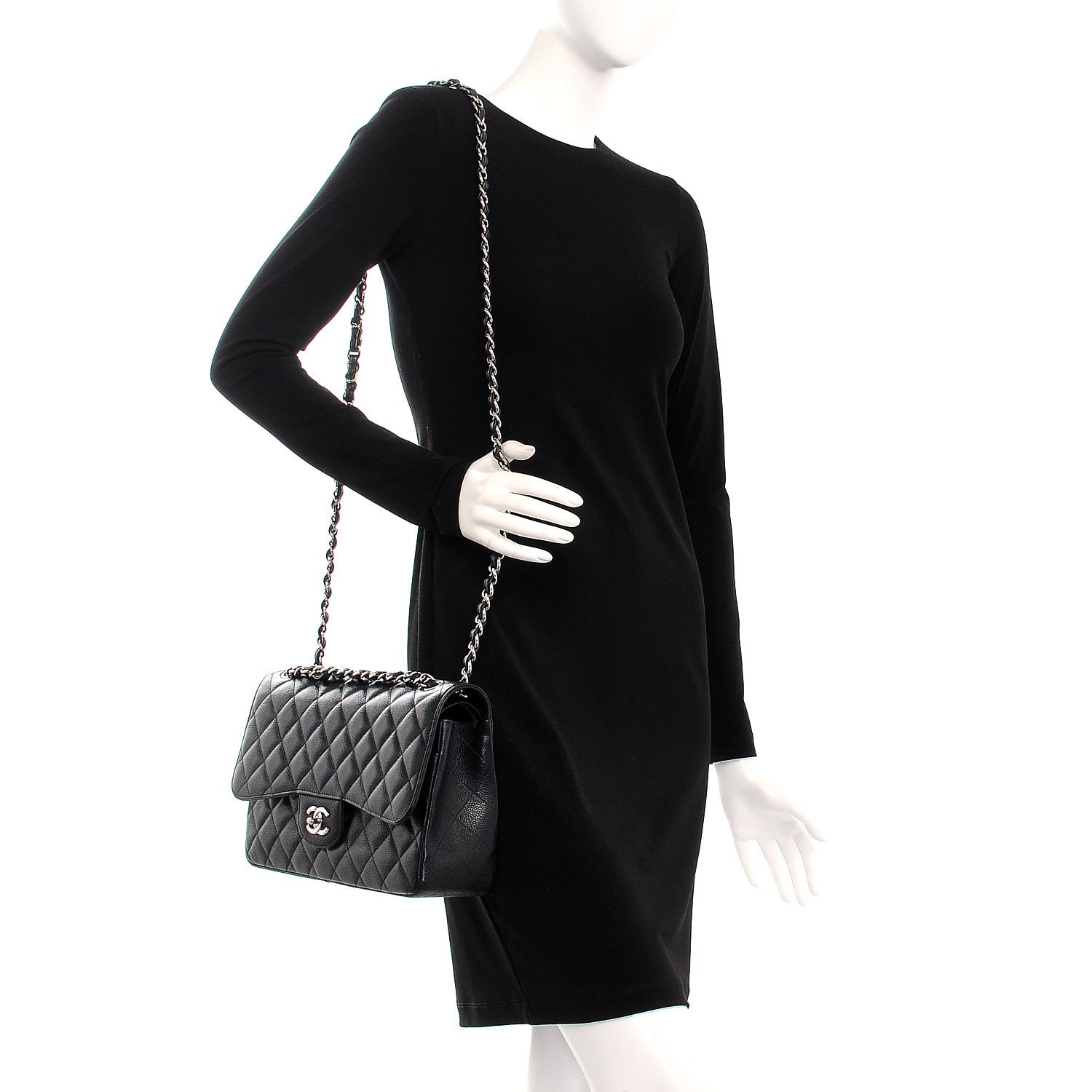 Chanel Caviar Quilted Jumbo Double Flap Black 2 of 8