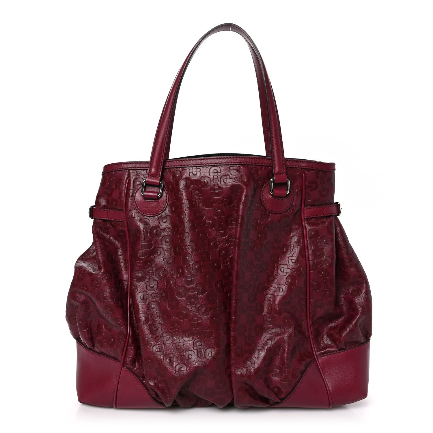Gucci Horsebit Embossed Full Moon Tote Red 1 of 10