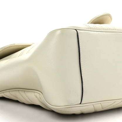 Gucci Calfskin Matelasse Medium GG Marmont Top Handle Shoulder Bag Mystic White 8 of 9