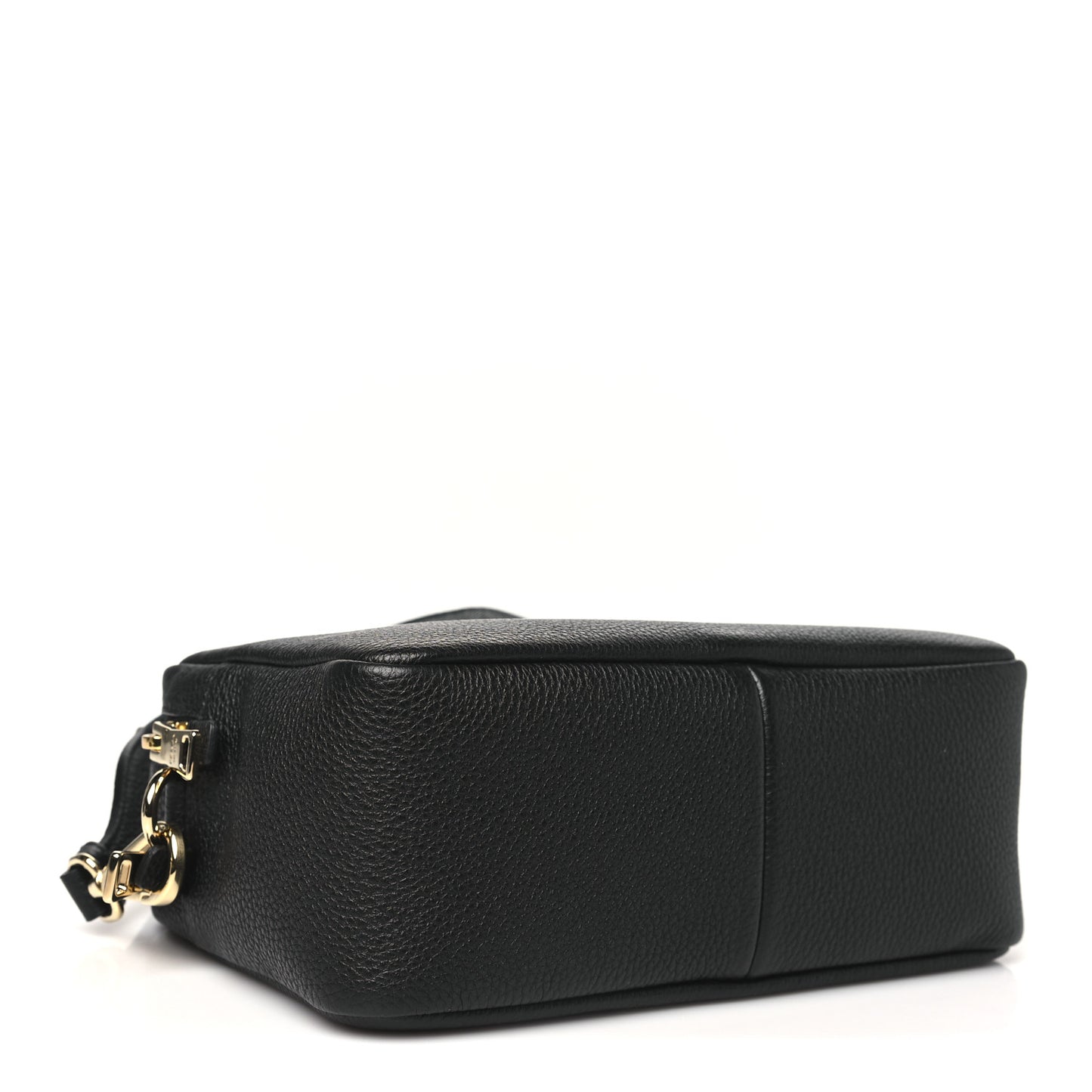 Vitello Daino Soft Medium Double Zip Shoulder Bag Black