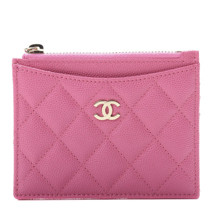 Chanel Caviar Quilted CC Zip Card Holder Pink 1 of 10