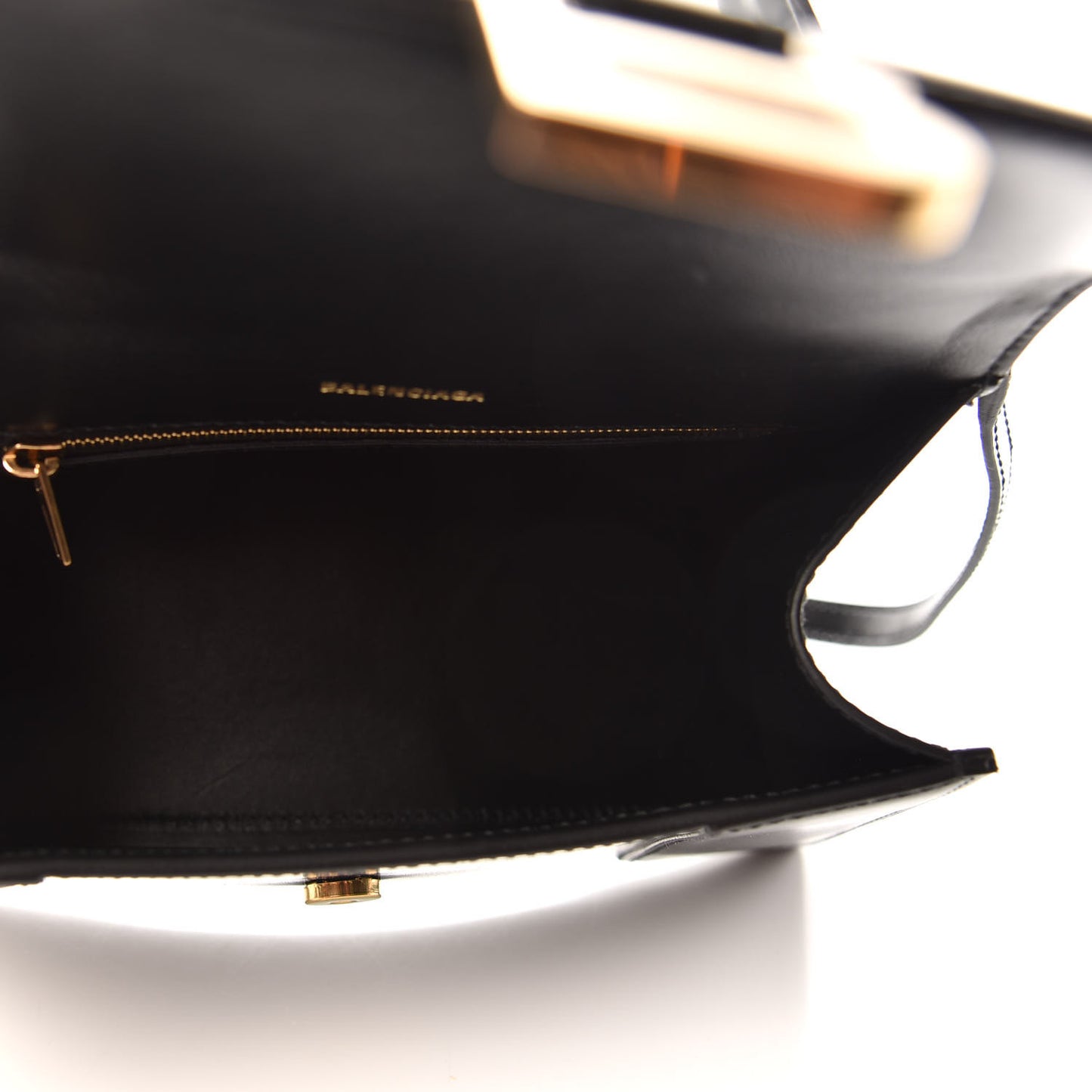 Shiny Box Calfskin Small Hourglass Top Handle Bag Black
