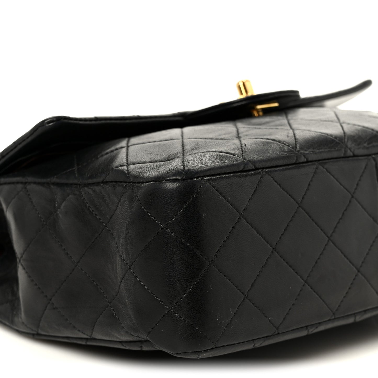 Lambskin Quilted Medium Double Flap Black