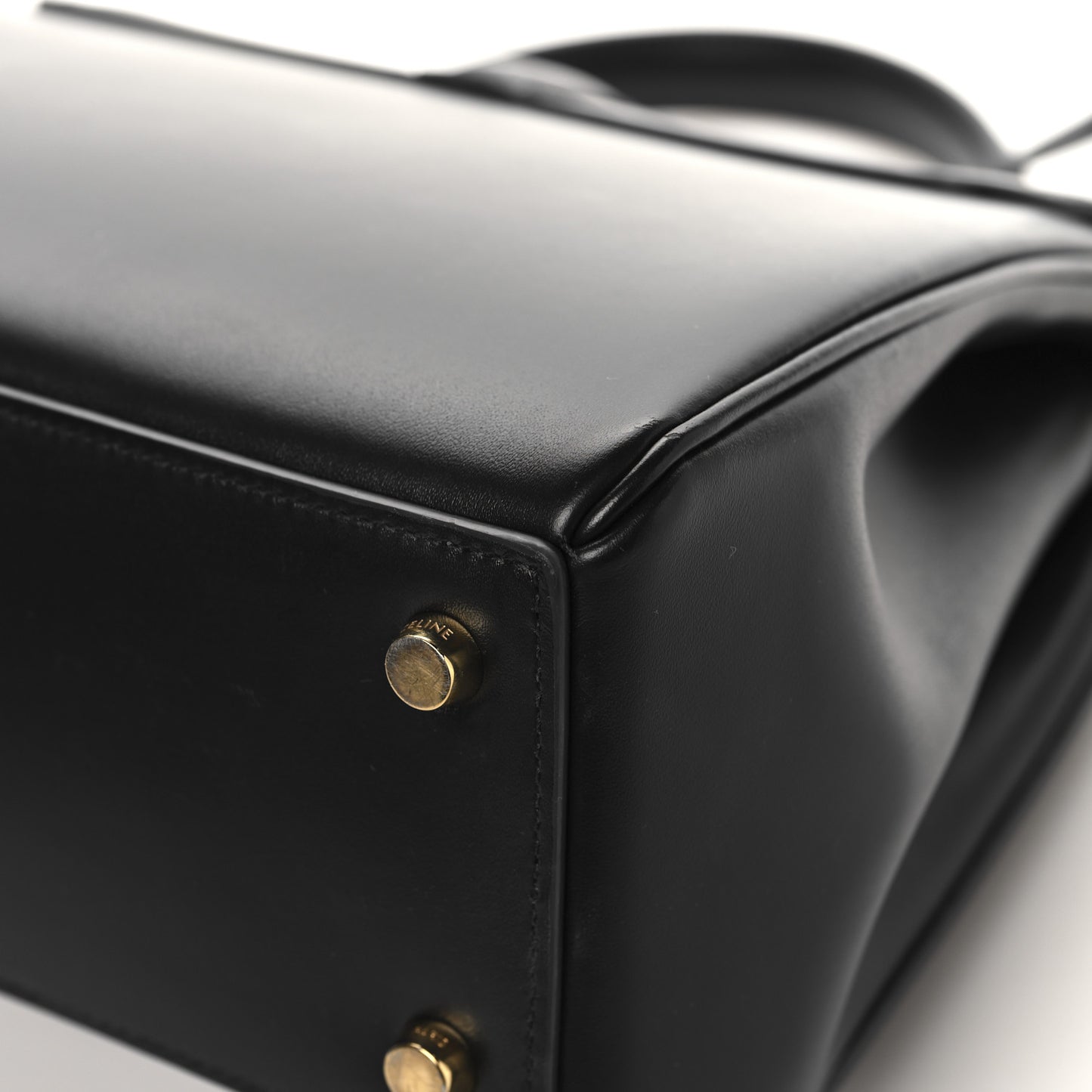 Satinated Calfskin Small 16 Top Handle Bag Black