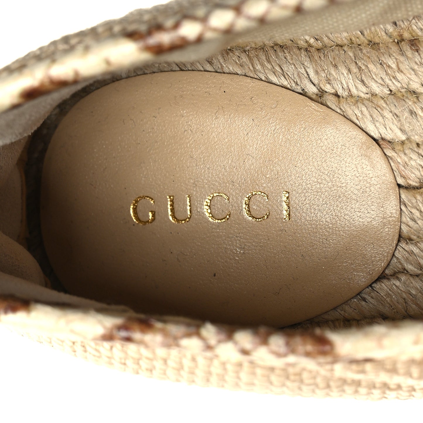 Straw Elaphe Matelasse GG Marmont Espadrilles 39 Natural Cream Brown