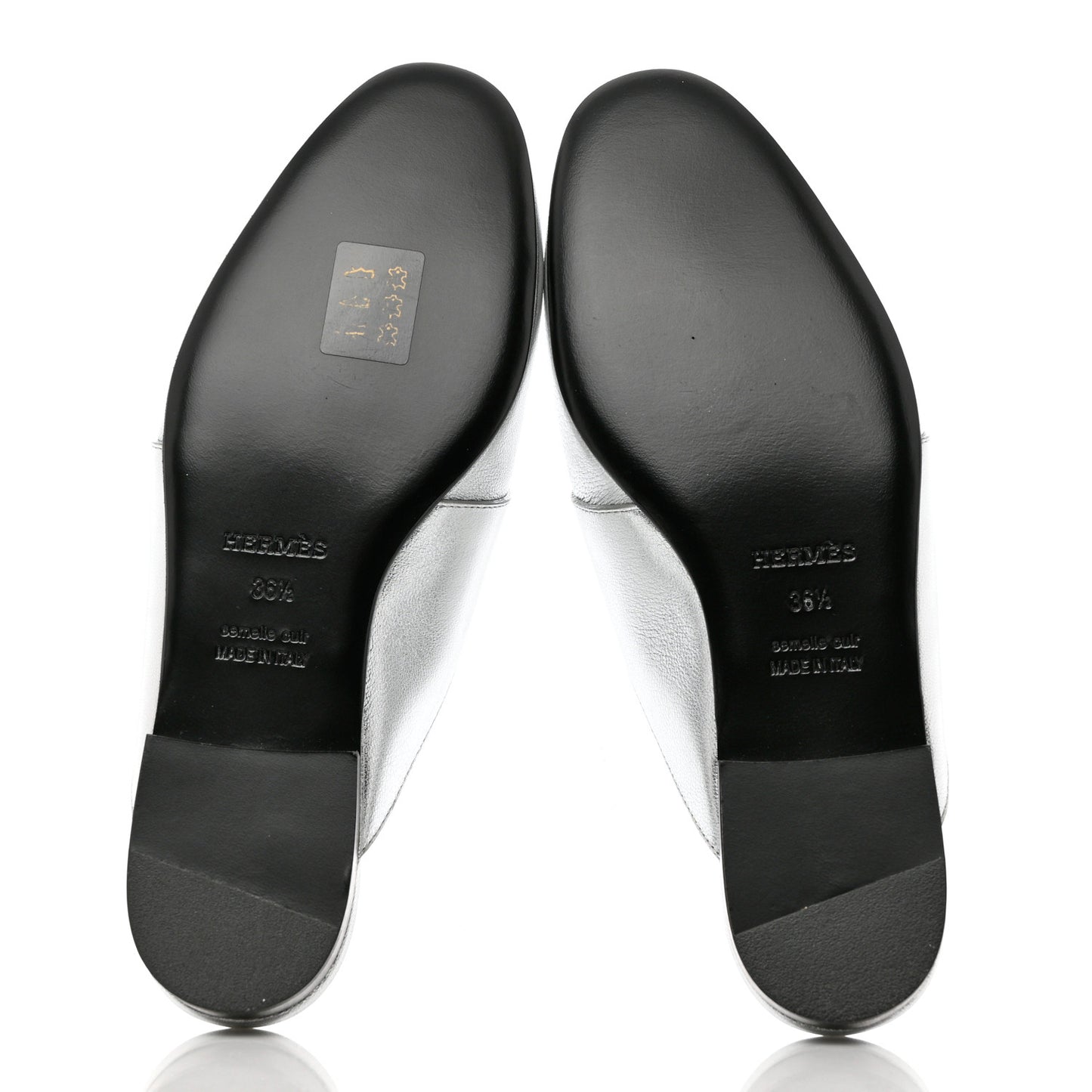 Metallic Goatskin Rivoli Mules 36 Gris Argente