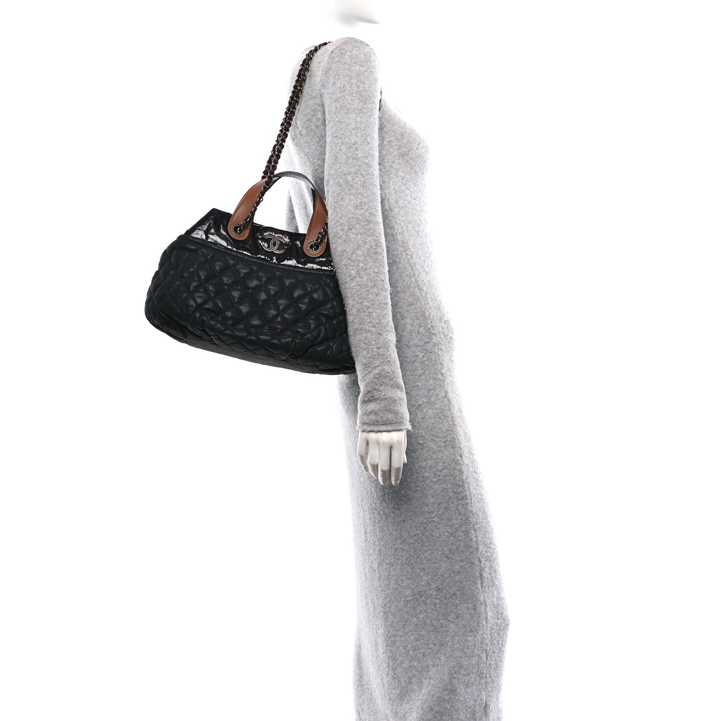 Iridescent Calfskin Small In The Mix Tote Black