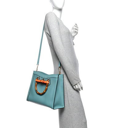Gucci Wonka Grain Calfskin Medium Diana Tote Bag Dusty Azure Orange Fluo 2 of 16