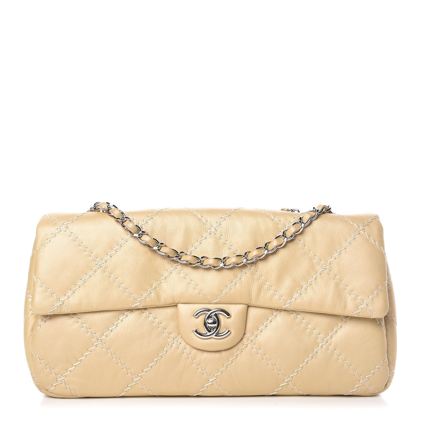 Calfskin Ultimate Stitch Flap Gold