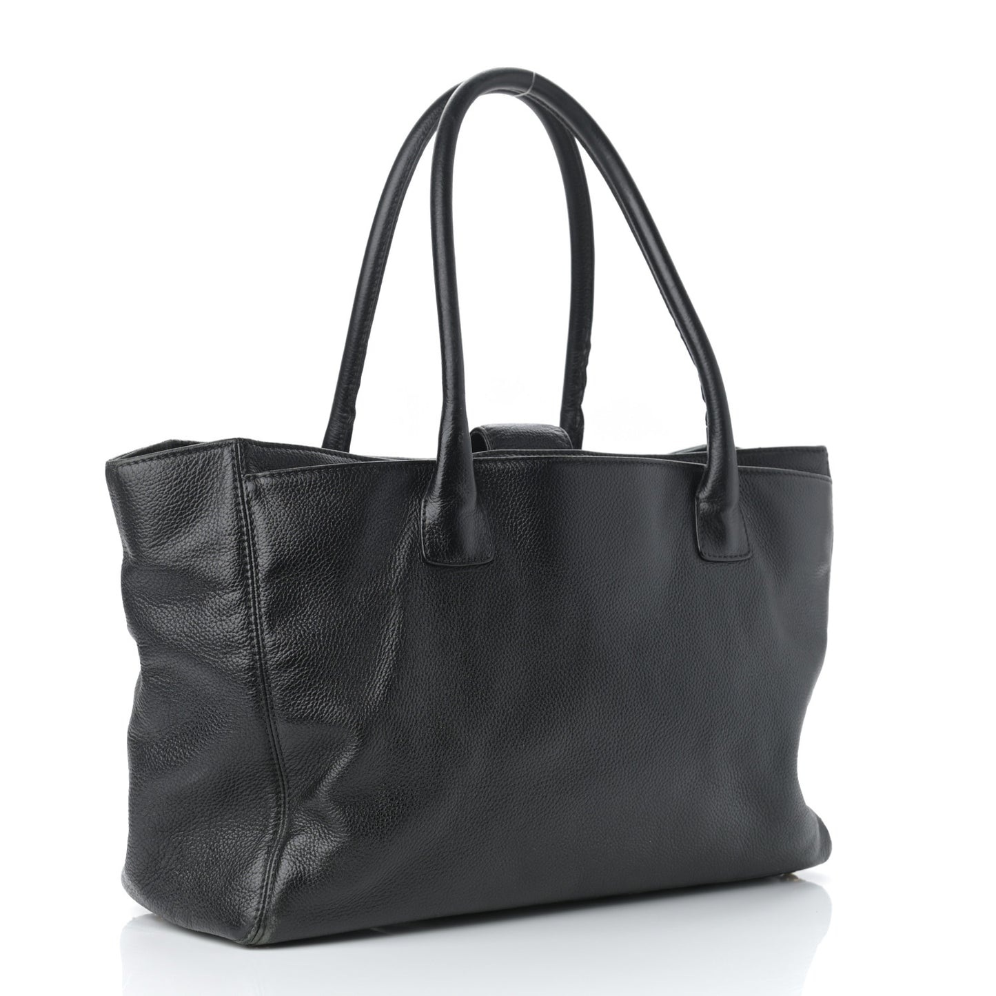 Calfskin Cerf Executive Shopper Tote Black