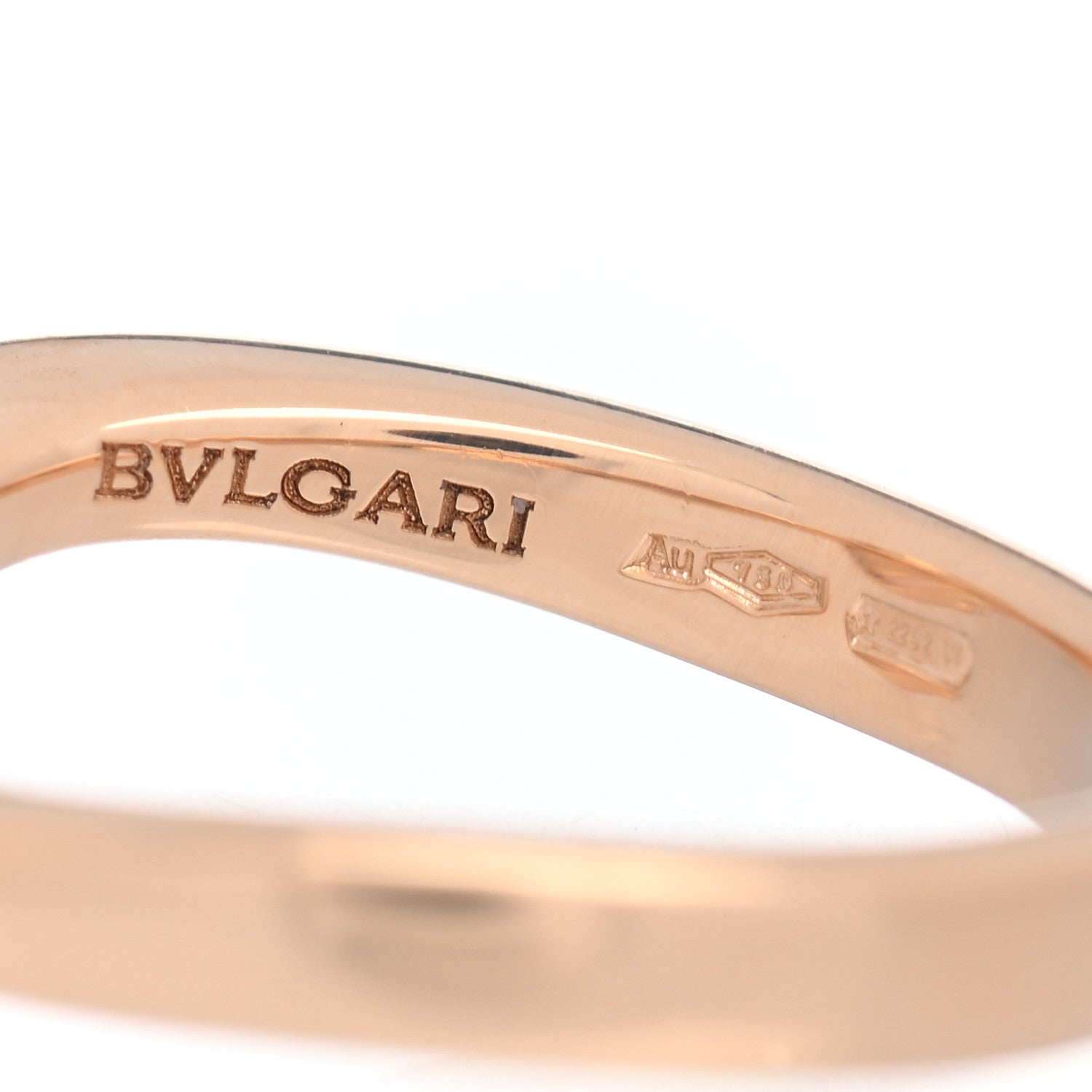 Bulgari 18K Yellow Gold Rose Quartz Sassi Ring 53 6.5 5 of 5