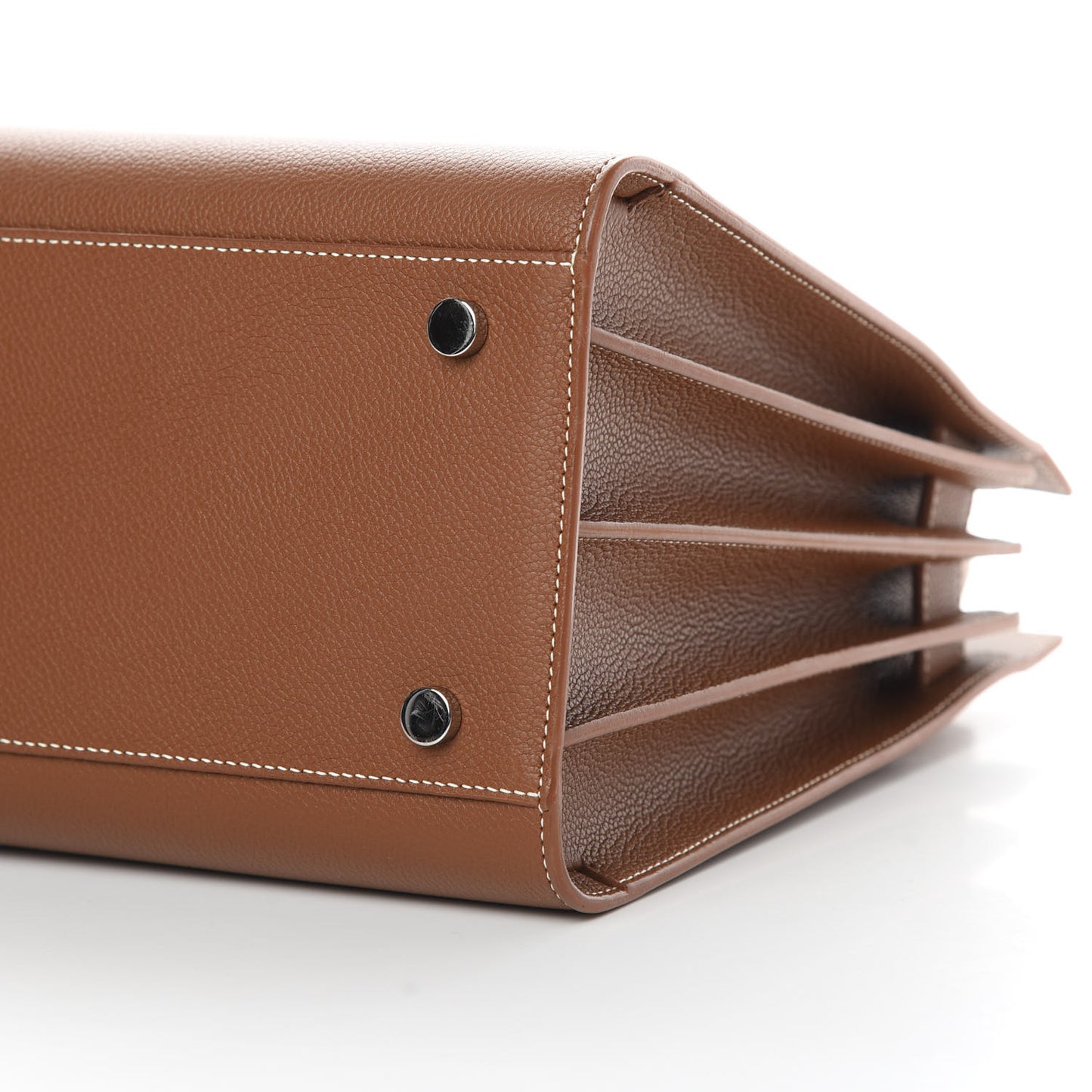 Grained Calfskin Topstitch Small Sac De Jour Cognac