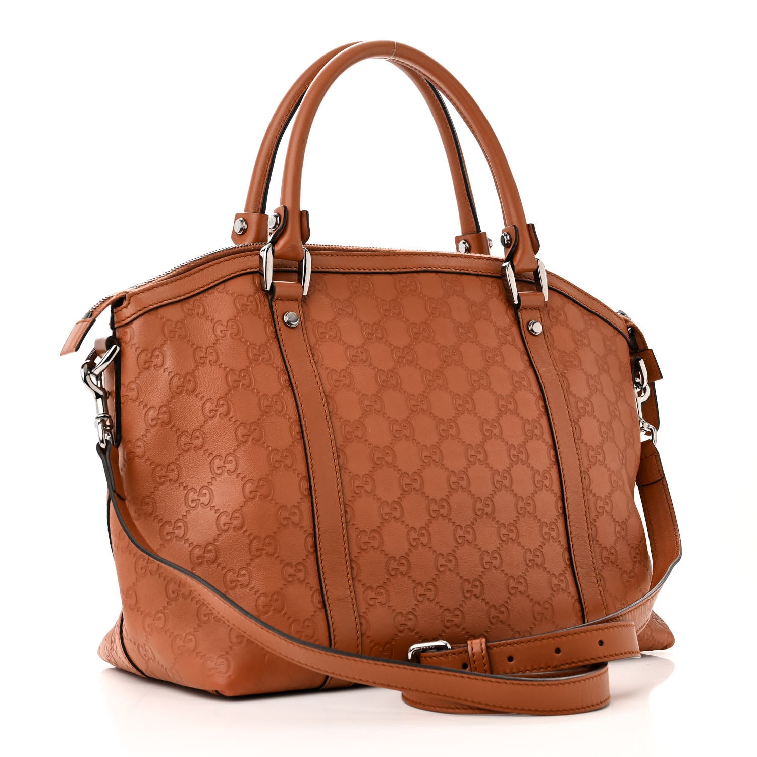 Gucci Guccissima Medium GG Charm Dome Satchel Brown 2 of 10