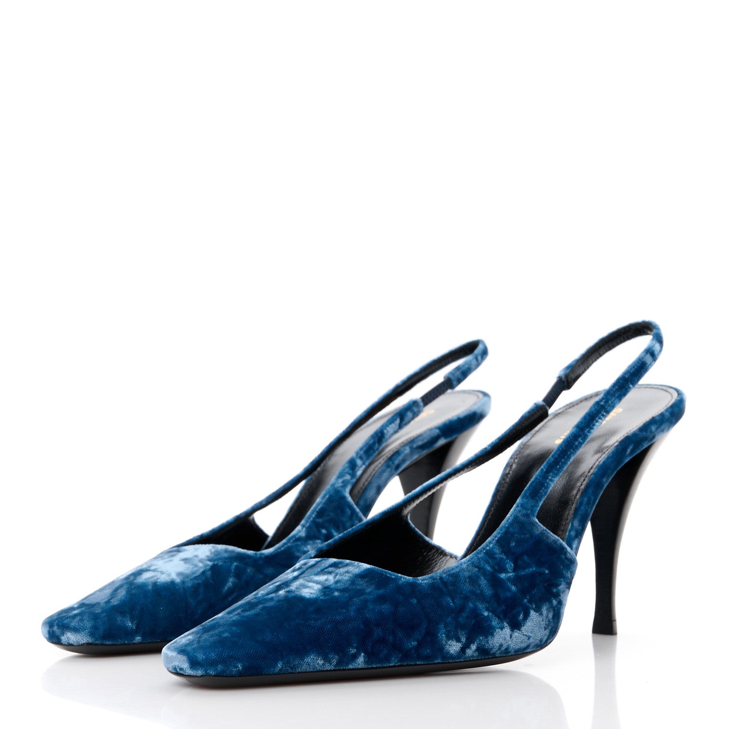 Saint Laurent Velvet Tom 90 Dream Slingback Pumps 39 Denim 3 of 9