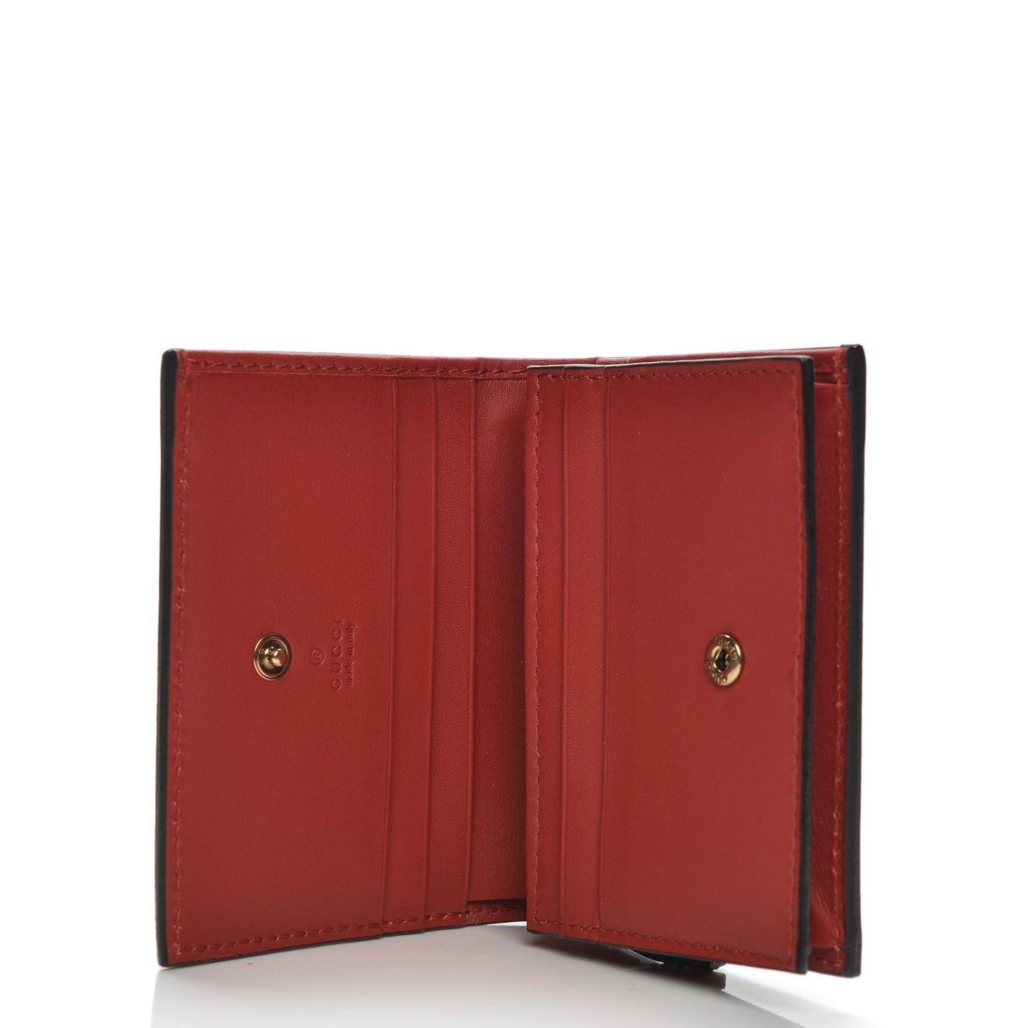 GG Supreme Monogram Cherry Embellished Card Case Wallet Hibiscus Red