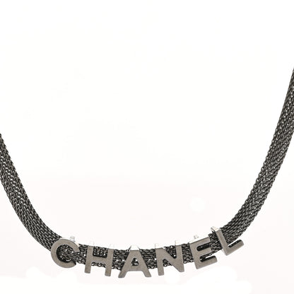 Chanel Mesh Logo Choker Necklace Ruthenium 3 of 5