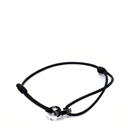 Cartier 18K White Gold Ceramic 4 Diamond LOVE Cord Bracelet Black 1 of 9