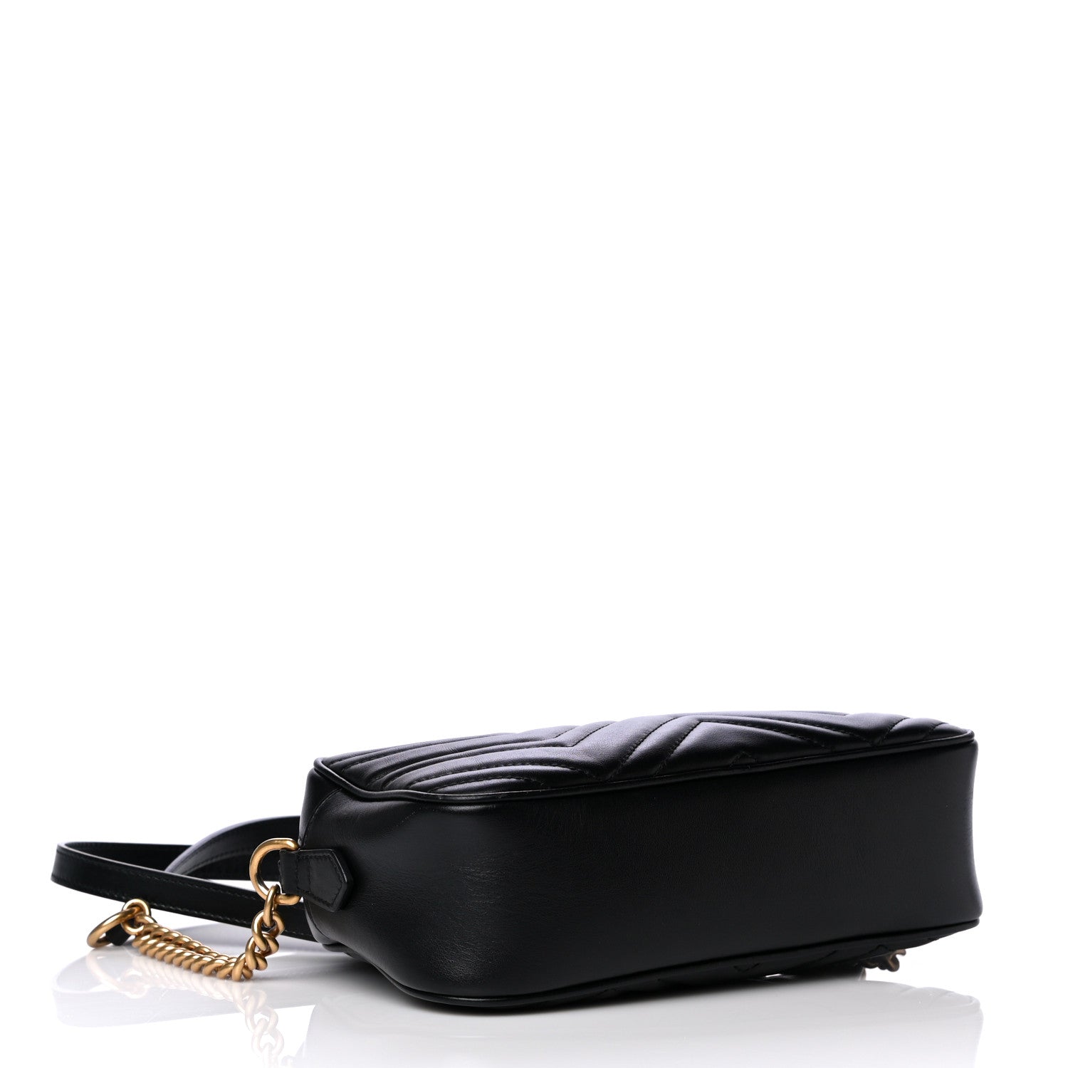 Gucci Calfskin Matelasse Small GG Marmont Chain Shoulder Bag Black 4 of 11