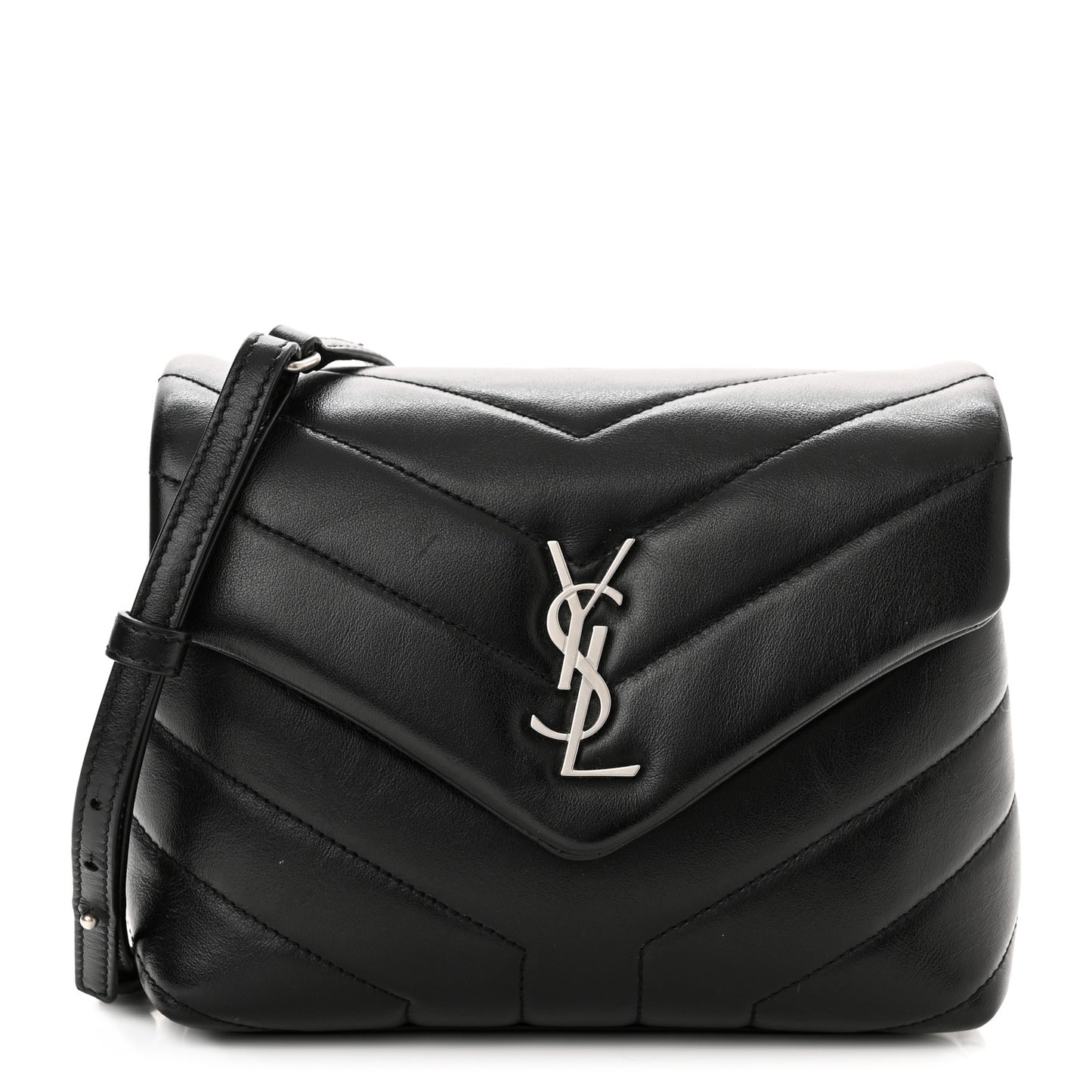 Calfskin Y Quilted Monogram Toy Loulou Crossbody Bag Black
