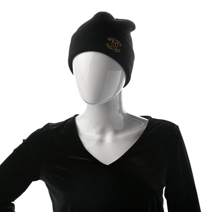 Chanel Cashmere CC Beanie Hat Black 2 of 5
