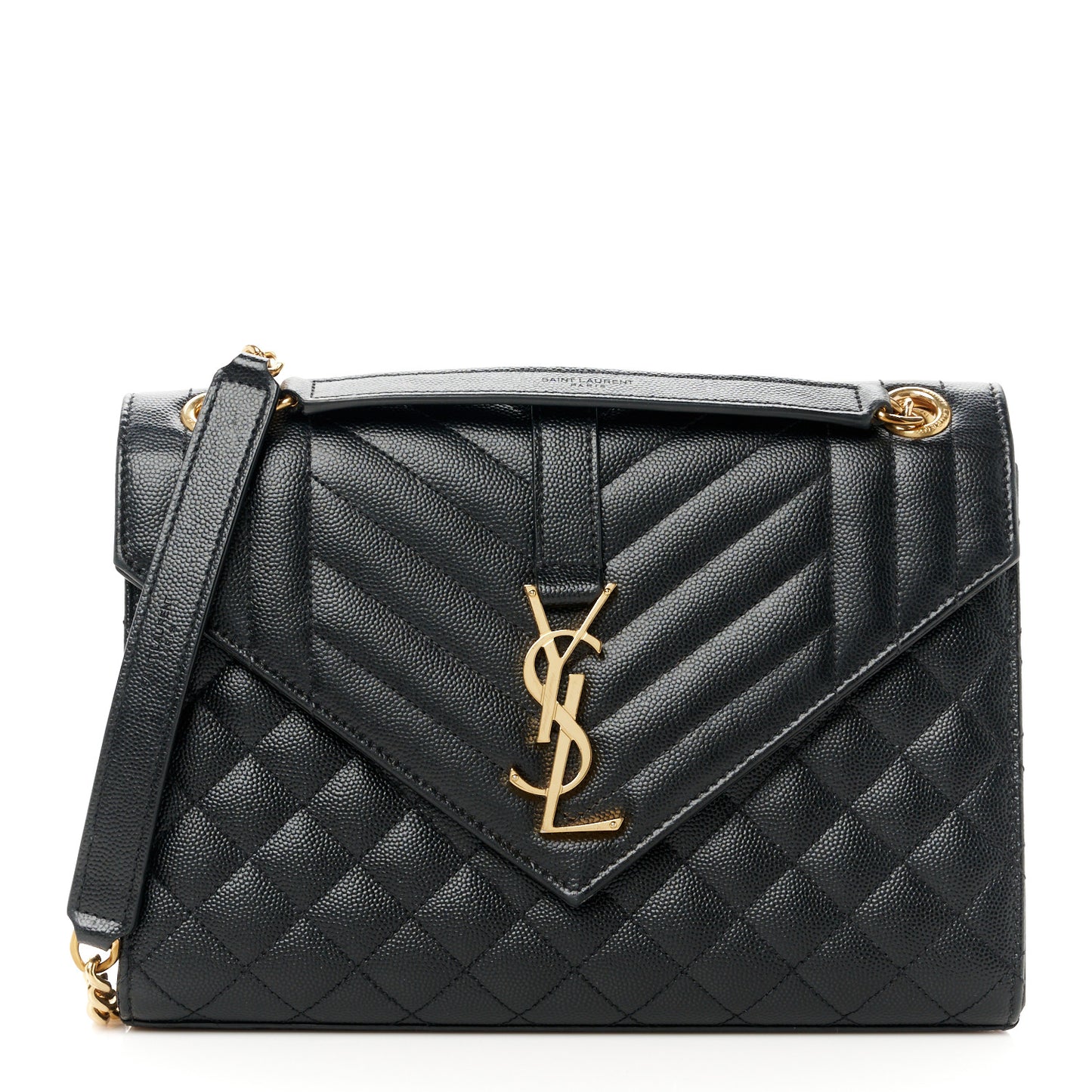 Grain De Poudre Textured Mixed Matelasse Triquilt Medium Monogram Satchel Black