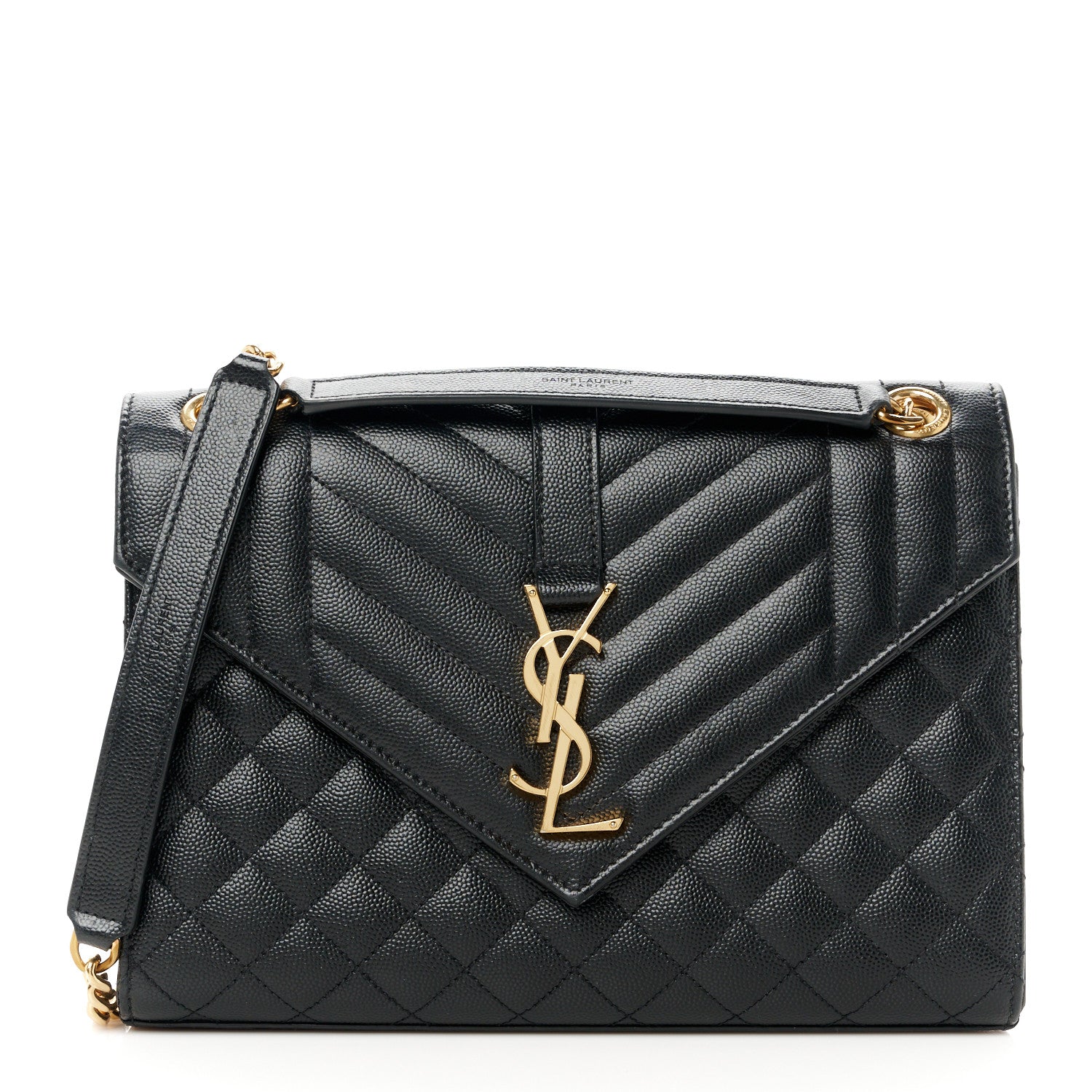 Saint Laurent Grain De Poudre Textured Mixed Matelasse Triquilt Medium Monogram Satchel Black 1 of 11