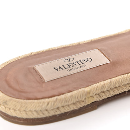 Valentino Garavani Suede Tropical Bow Espadrille Flat Slide Sandals 37 Black 5 of 9