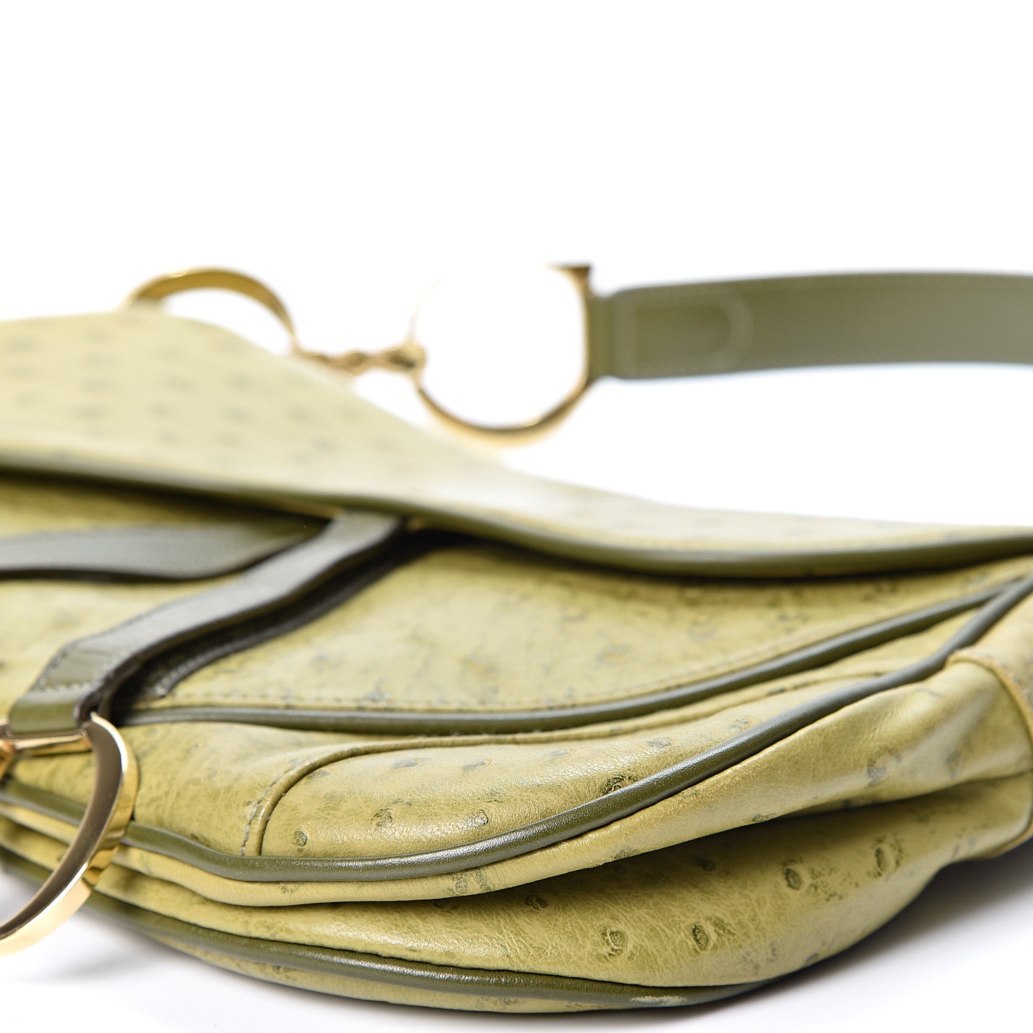 Christian Dior Ostrich Double Saddle Bag Green 9 of 9
