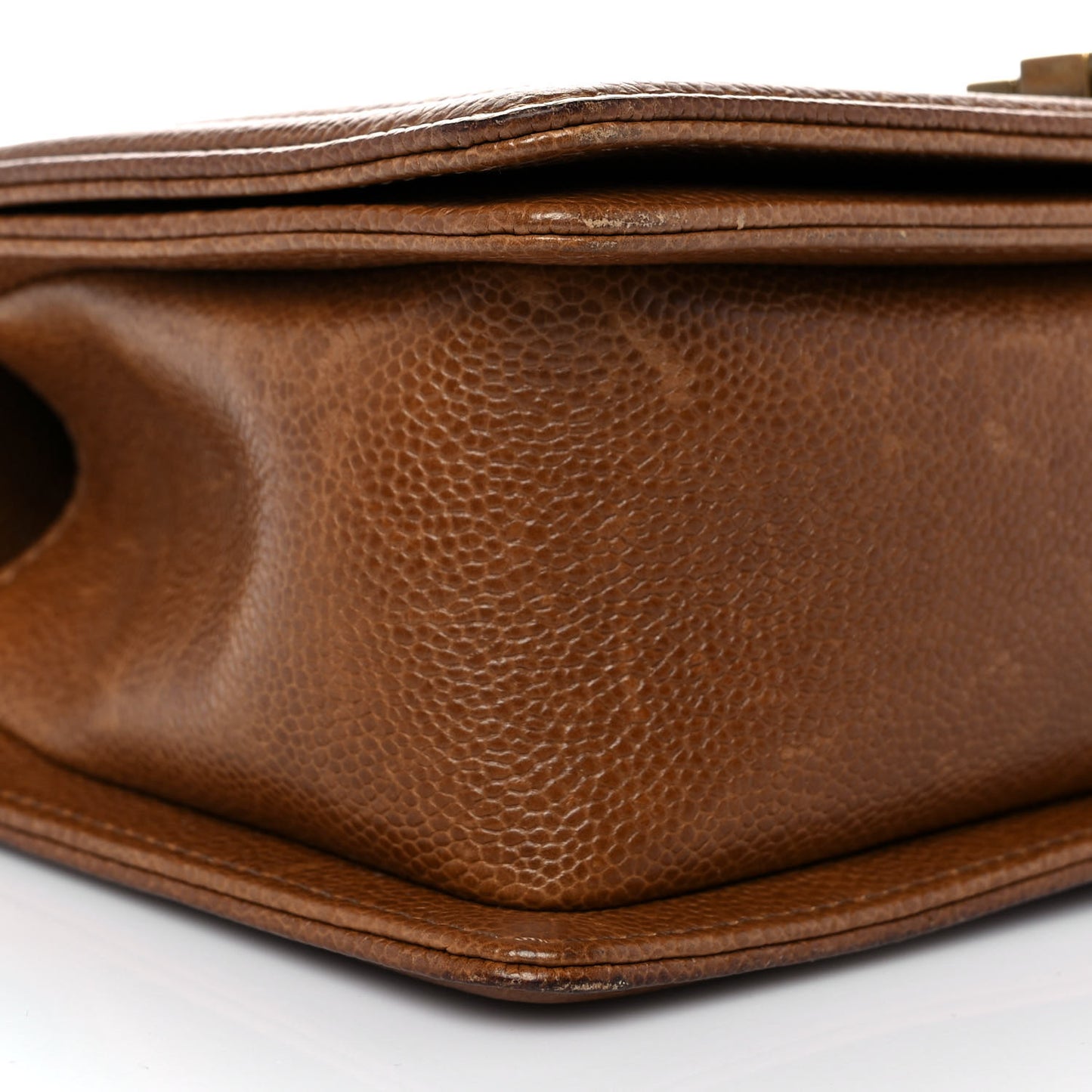 Caviar Quilted Medium Boy Flap Light Brown