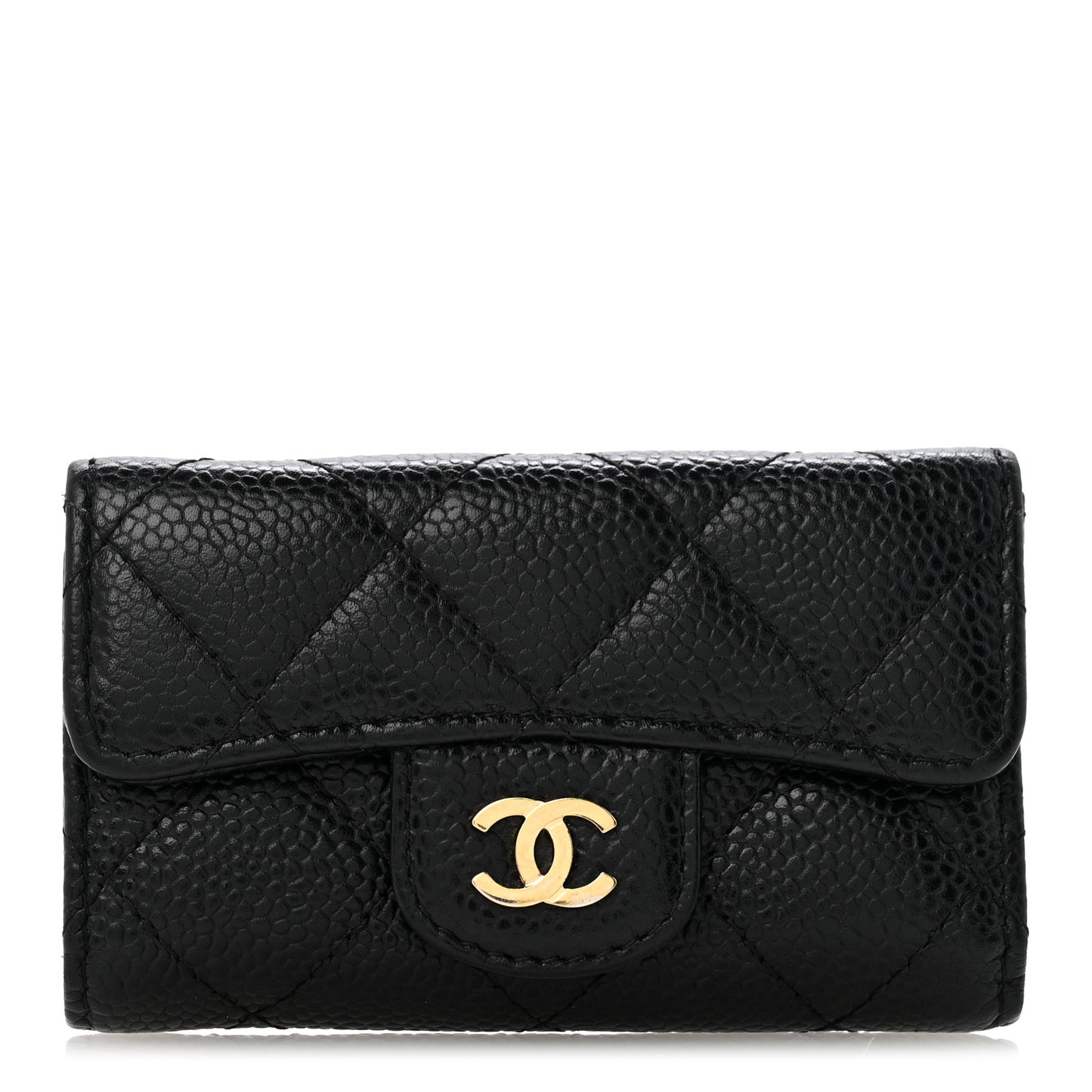 Caviar Quilted 6 Key Holder Black