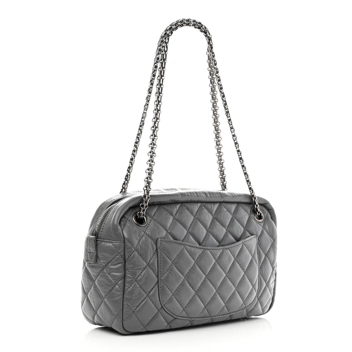 Aged Calfskin Quilted Medium Reissue Camera Case Grey