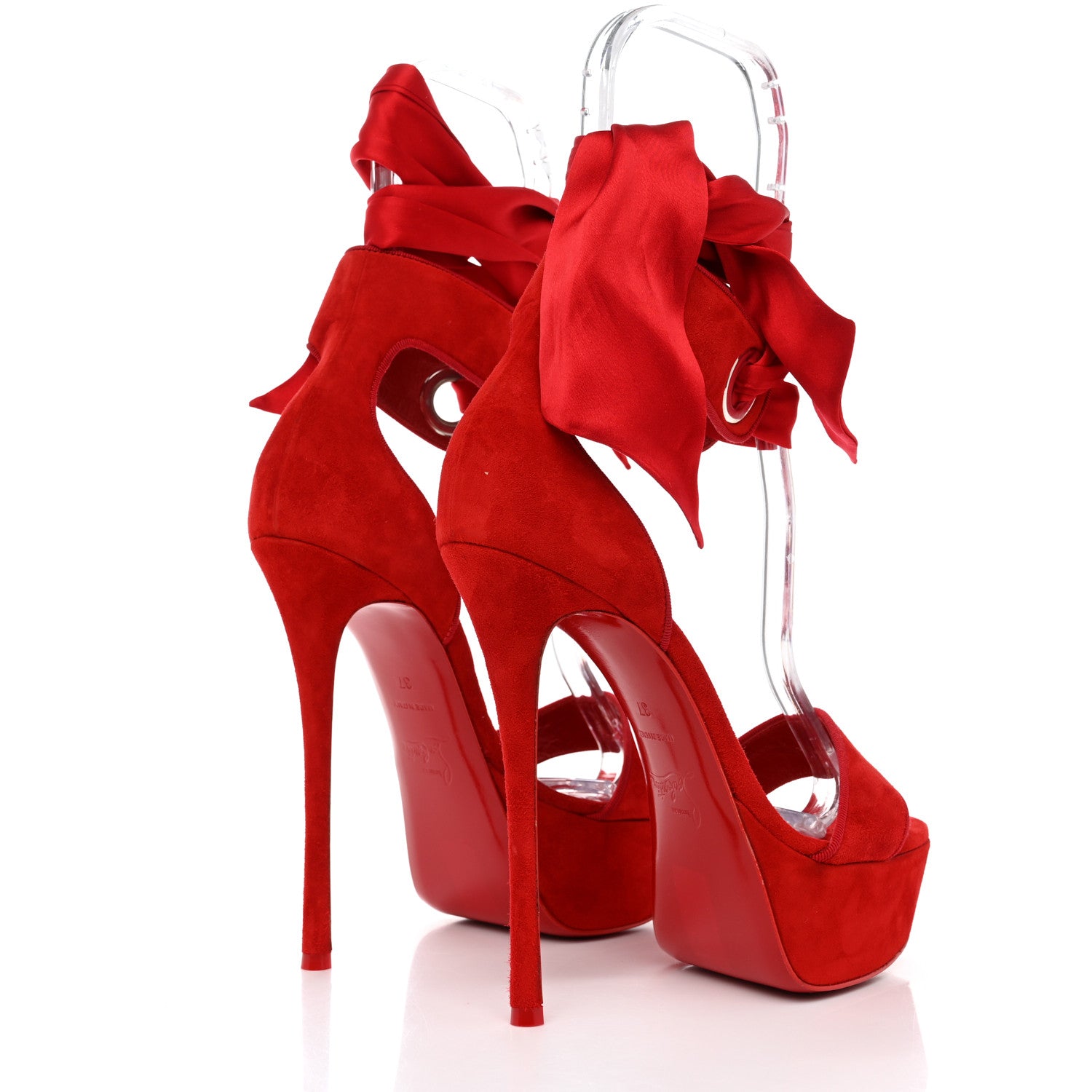 Christian Louboutin Veau Velours Satin Torrida Alta 150 Platform Sandals 37 Loubi 4 of 10